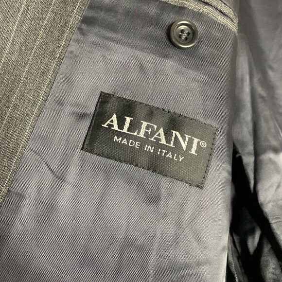Alfani Black Striped 100% Wool Blazer Sport Jacket - Picture 5 of 8